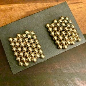 Vintage 1980’s Gold Ball Square Statement Clip On Earrings
